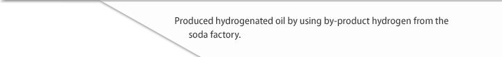 Produced hydrogenated oil by using by-product hydrogen from the soda factory.