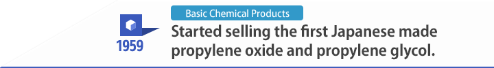 1959 Started selling the first Japanese made propylene oxide and propylene glycol.