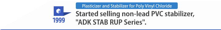 1999 Started selling non-lead PVC stabilizer, "ADK STAB RUP Series".