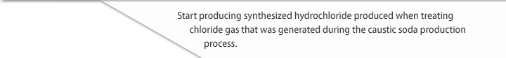 Start producing synthesized hydrochloride produced when treating chloride gas that was generated during the caustic soda production process.