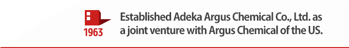 1963 Established Adeka Argus Chemical Co., Ltd. as a joint venture with Argus Chemical of the US.