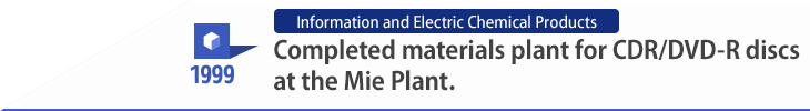 1999 Completed materials plant for CDR/DVD-R discs at the Mie Plant.