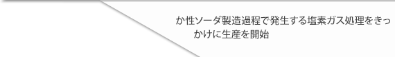 か性ソーダ製造過程で発生する塩素ガス処理をきっかけに生産を開始