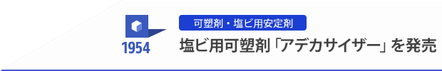 1954 可塑剤・塩ビ用安定剤 塩ビ用可塑剤「アデカサイザー」を発売
