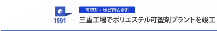 1991 三重工場でポリエステル可塑剤プラントを竣工