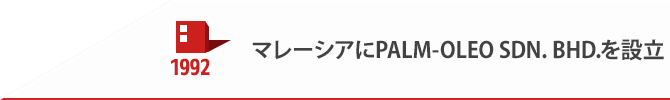 1992 マレーシアにPALM-OLEO SDN. BHD.を設立