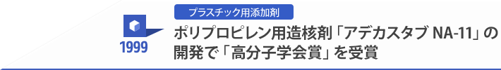 1999 プラスチック用添加剤 ポリプロピレン用造核剤「アデカスタブ NA-11」の開発で「高分子学会賞」を受賞